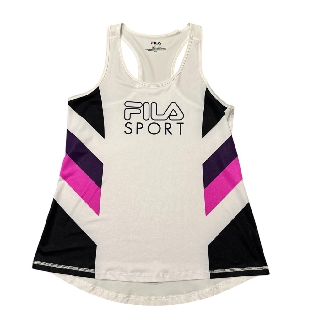 FILA SPORT Fashion Racerback Tank Top White Black Pink Women’s Size Medium - Picture 7 of 7